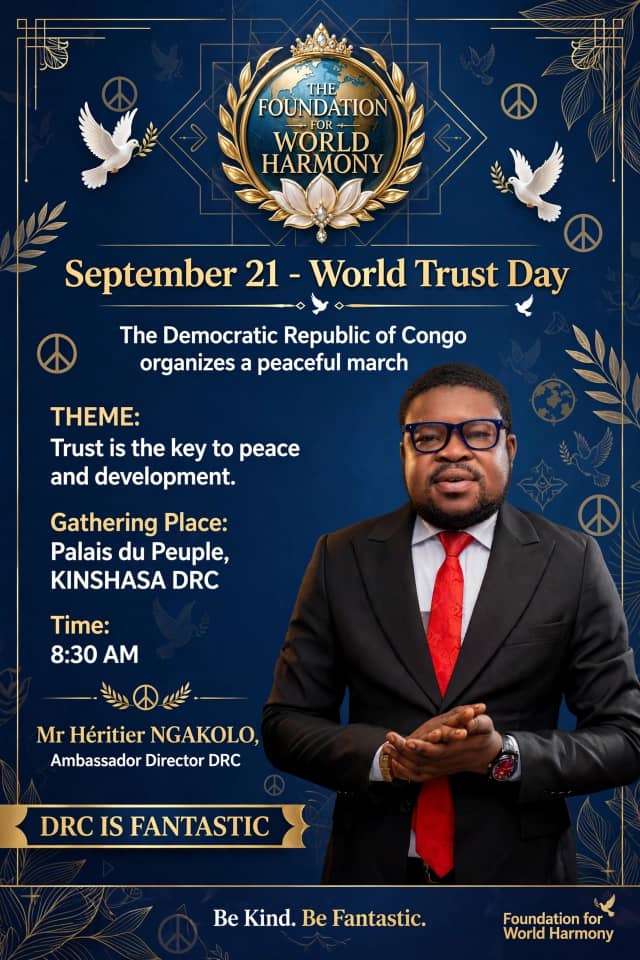 Democratic Republic of Congo World Trust Day peaceful march flyer